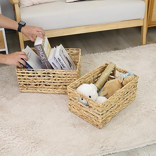 Cesta Rectangular De Jacinto De Agua Con Asas