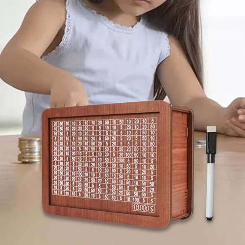 Caja De Dinero De Madera Con Números Con Alcancía Infantil