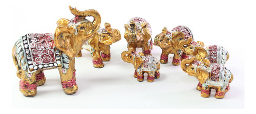 Feng Shui Juego De 7 ~ Estatuas Familiares De Elefante Indio