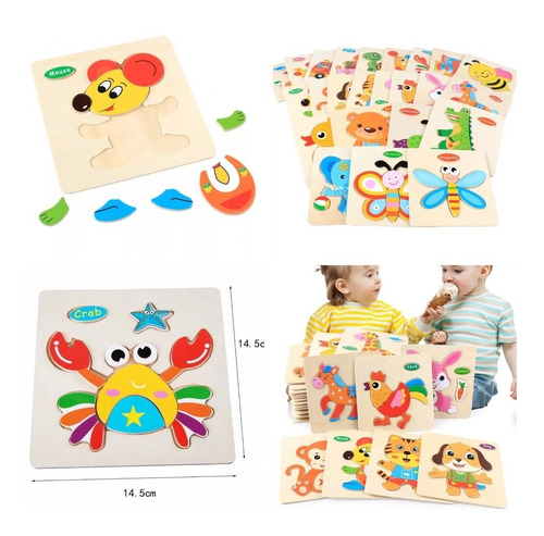 Pack 6 Puzzles Rompecabezas Didácticos De Madera, Aprendizaj