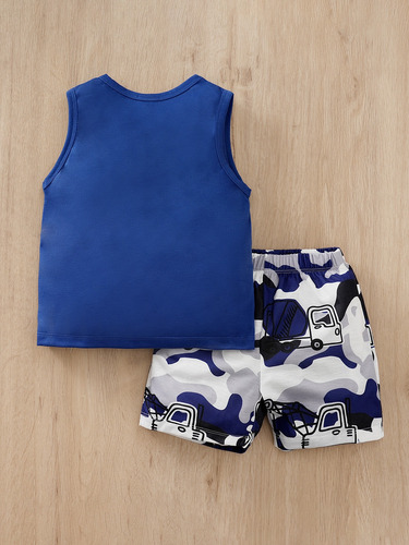 Conjunto De Verano De Algodón Bebé Con Estampado Camuflaje Azul Oscuro 2-3 Años