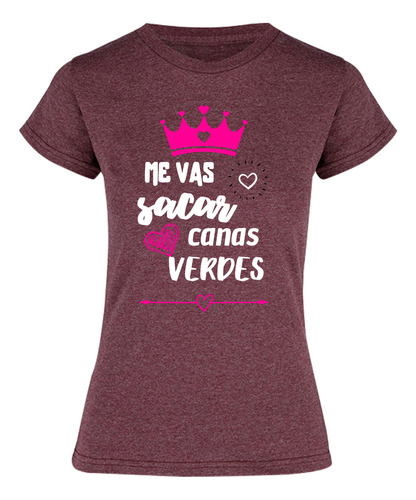 Playera Jaspe Mujer - Frases De Mamá - Blanco Canas Verdes