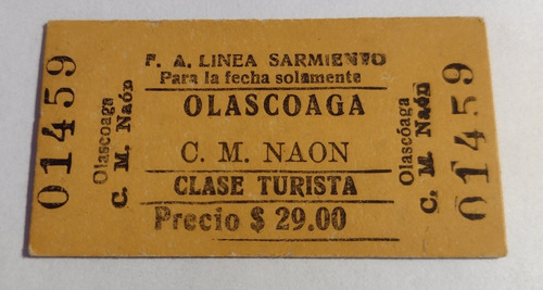 Boleto De Tren De Estación Olascoaga A Estación C. M. Naon 