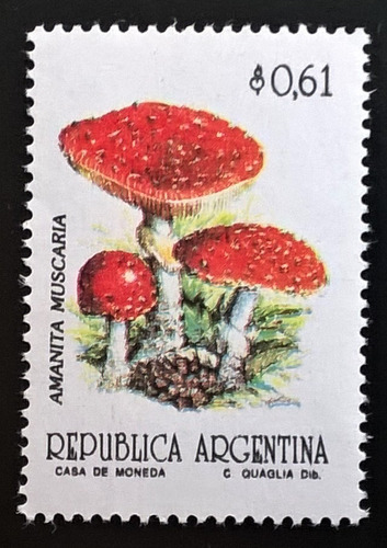 Argentina Hongos, Sello Gj 2597 0,61p Semimat 92 Mint L13680