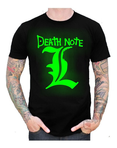 Remera Brilla En La Oscuridad Death Note - L Logo- Anime 