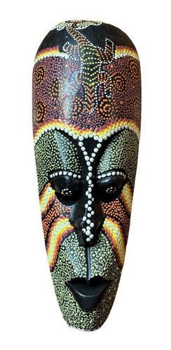 Máscara Decorativa Africana En Madera Tamaño Mediano