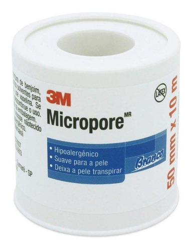 Micropore 5cm X 10m Branca C/capa Pct C/ 6 Unid - 3m