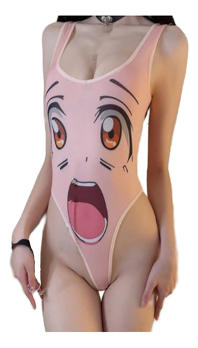 Sensual Body Anime Japonés Estampado Tipo Leotardo Camiseta