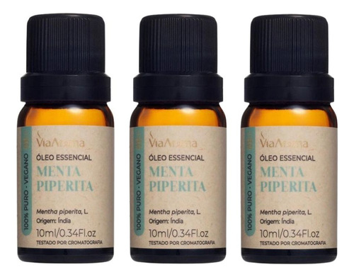 3un Óleos Essenciais 10ml Menta Piperita - Via Aroma