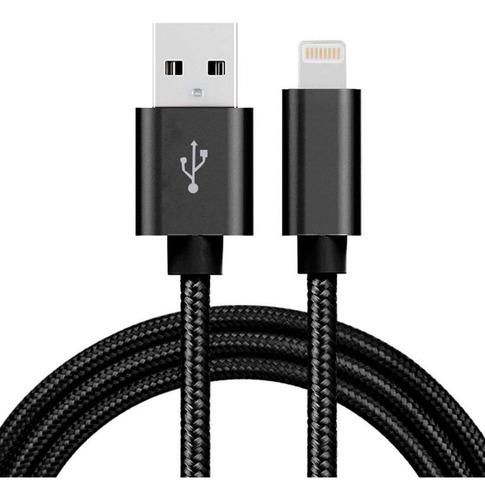 Cable Lightning A Usb Ibox Nylon, 2m, Mfi, Negro