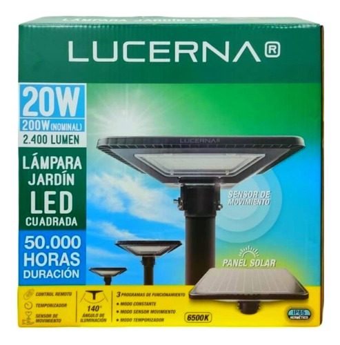 Lámpara De Jardin 20w Panel Solar Lucerna 6k