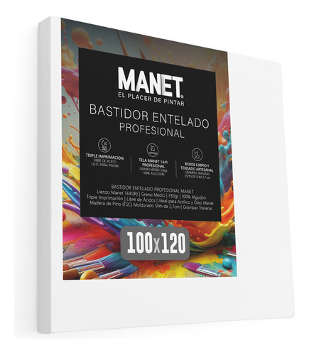 Bastidor Entelado Lienzo Acrilico Oleo Manet 100x120 Slimn