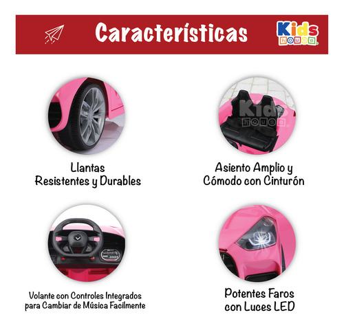 Kids House Carro Para Niños Montable Infantil Dash, con Luz, Música USB MP3, Educación Temprana, Batería Dual, Diseño Compacto y Seguro, Ideal para Aprender Jugando