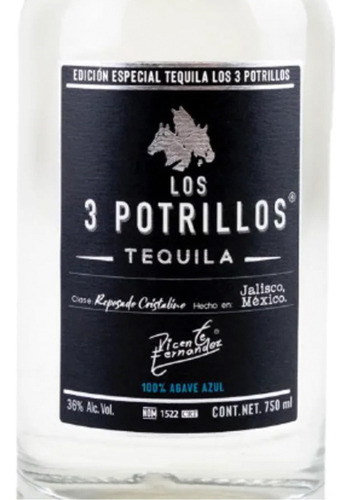 Pack De 6 Tequila Los 3 Potrillos Reposado Cristalino 750 Ml