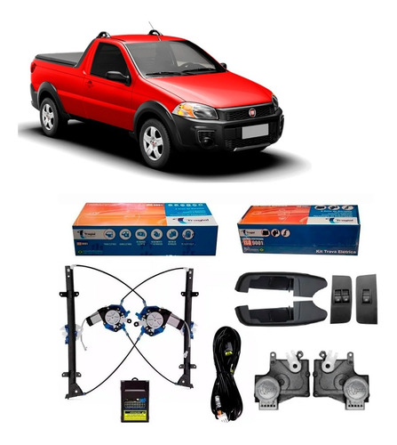 Kit Vidro Elétrico Strada Palio 2 Portas E Trava Tragial Tp2