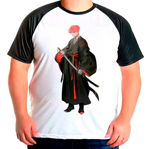 Camiseta Plus Raglan Samurai  Ninja  Espada  Mao