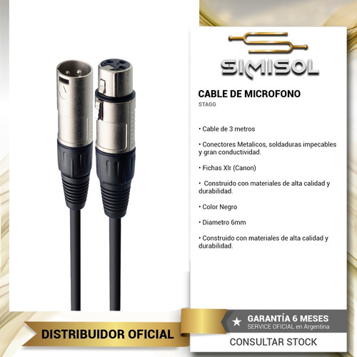 Imagen 3 de 5 de Cable Xlr (cannon) Profesional - 3 Metros Microfono Simisol