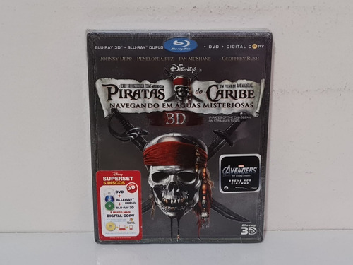 Blu-ray Duplo/ 3d / Dvd Piratas Do Caribe Navegando Em Águas