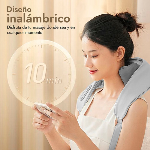 Masajeador De Cuello Y Hombros Shiatsu Recargable Gris Ozu
