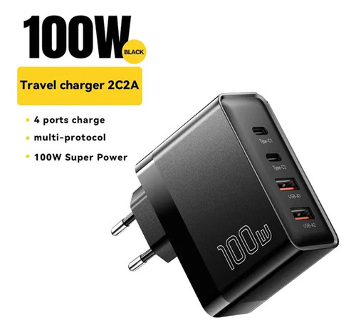 Carregador Turbo 100w Gan 4 E 1 Essager Fast Charge Branco Branco