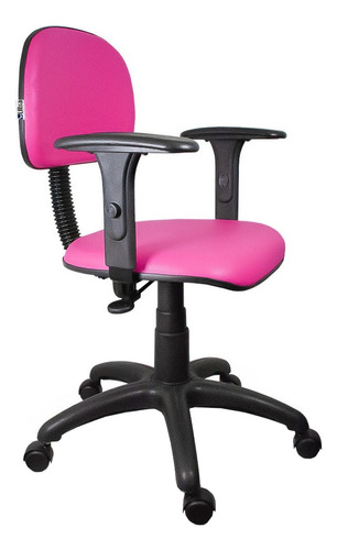 Cadeira de escritório Ultra Móveis Corporativo Secretaria couro ecológico com braço base preto  rosa e preta com estofado de couro sintético