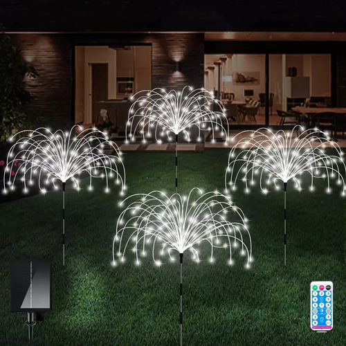 4 Pcs Luces Solares Fuegos Artificiales Decoración Navideña