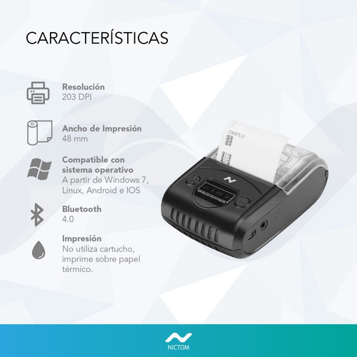 Imagen 5 de 7 de Impresora Térmica Portátil 58mm Bluetooth Teléfono Comandera
