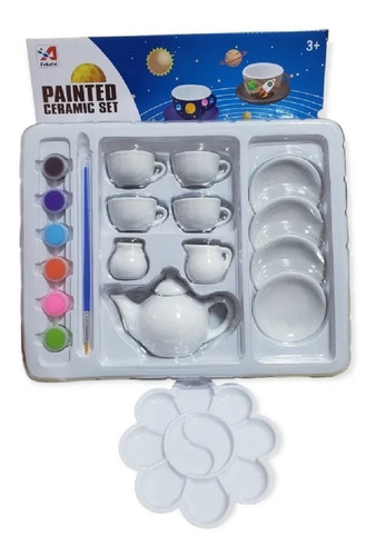 Set Taza En Cerámica Para Pintar Niños Juego Didáctico 15pcs