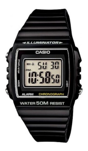 Reloj Casio Original Hombre W-215h-1av 50m Fecha Color De La Malla Negro Color Del Fondo Gris