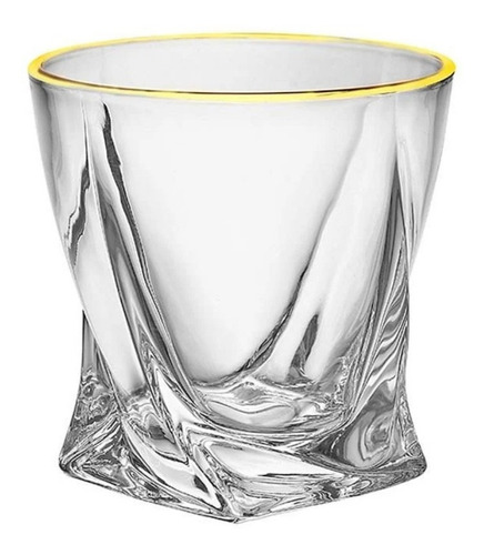 Jogo 6 Copos Ice Para Whisky 300ml Borda Dourada - Hauskraft Cor Branco