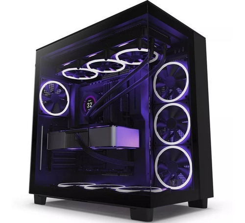 Gabinete Nzxt H9 Flow de vidrio templado negro para jugadores de media torre