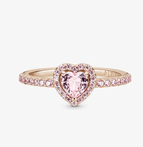 Anillo Corazon Central Rosado Pandora Rose 