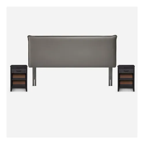 comprar Set Respaldo + Veladores Rosen Maurice Tela Gris King