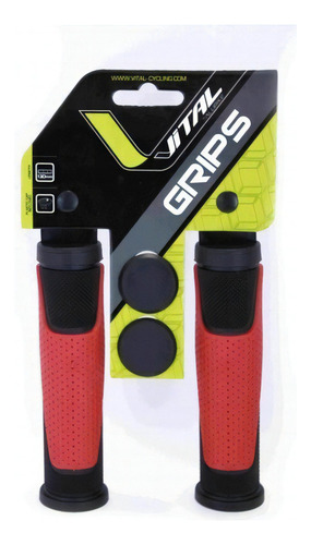 Puños Vital Mtb Grips 22.2x125mm Antiderrapantes Color Rojo