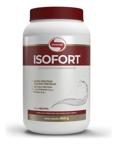 Isofort Whey Protein Isolado Premium Vitafor 900g neutro
