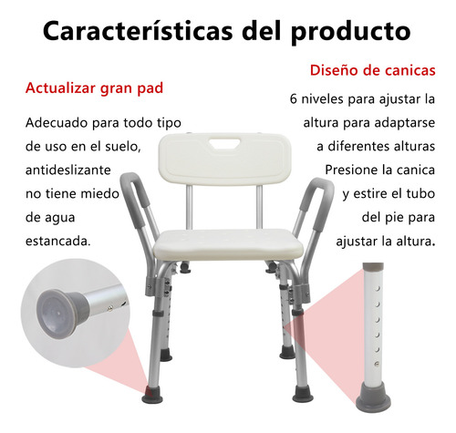 Silla Para Baño Ducha Comodo Con Brazos Para Wc Y Bañar