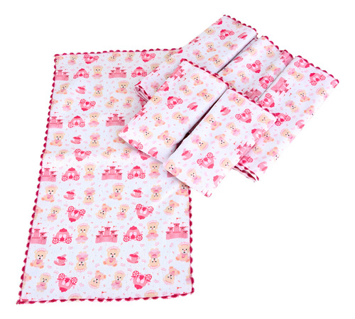 Kit 6 Babetes Bebê Toalha Ombro Atoalhada Macia Atoalhada Cor Ursinha Princesa