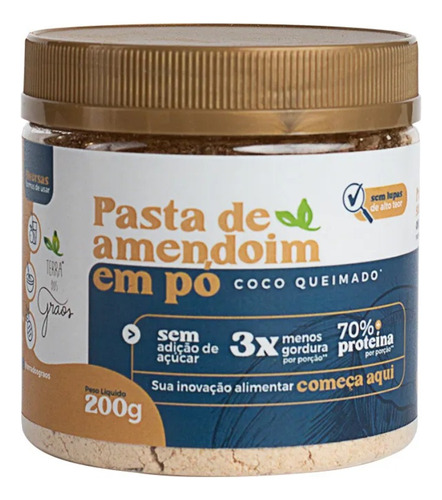 Pasta De Amendoim Em Pó Coco Queimado Terra Dos Grãos 200g
