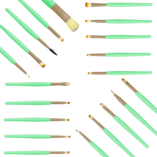 Brochas De Maquillaje Kit 20 Pzs Para Maquillaje Profesional Turquesa