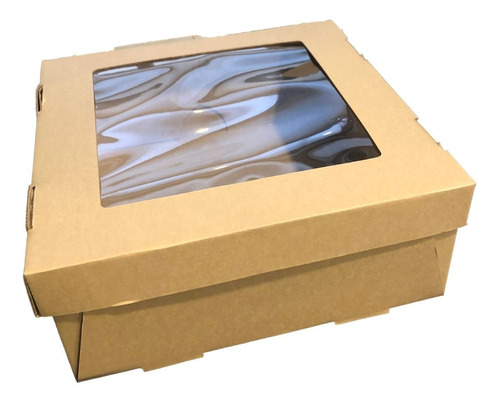 Caja Para Desayuno O Torta 30x30x12 Con Visor X10u Ecológica