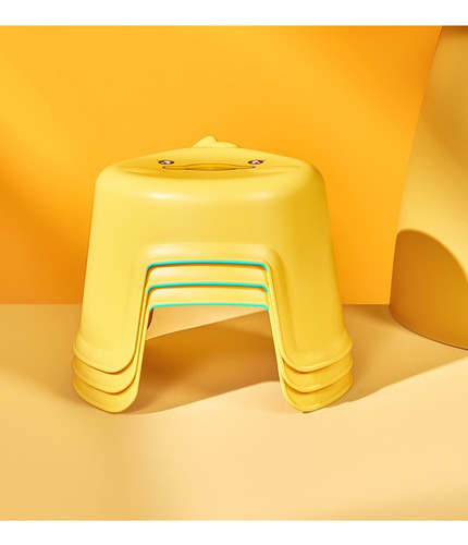 Banco Taburete Portatil Multiusos Resistente Pato Niños Color Amarillo