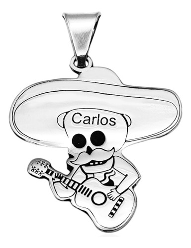 Dije De Calavera Catrín Con Guitarra Plata Ley 925