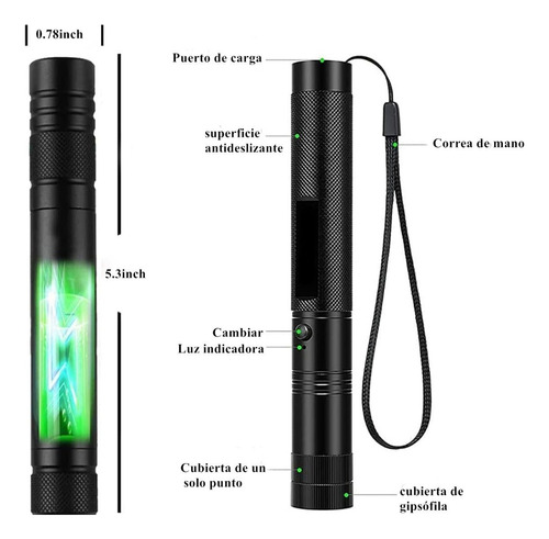 Puntero Láser Verde Proyector Carga Usb Recargable 9000mw