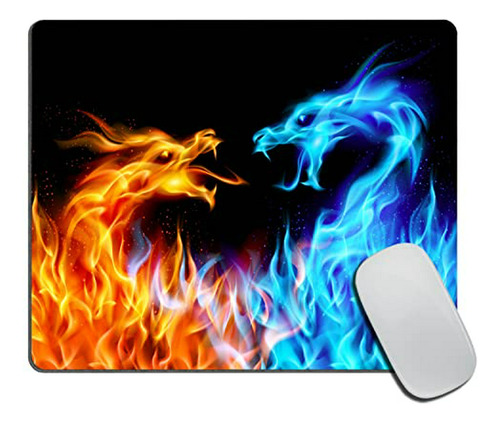 Mousepad Dragones Azul Y Rojo Anti-deslizante 9.5 X7.9 X0.