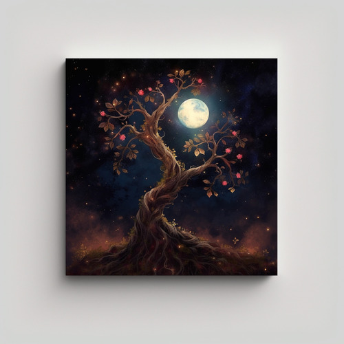 40x40cm Cuadro Oaken Spells Dark Galaxy Magic Tree Grunge Te