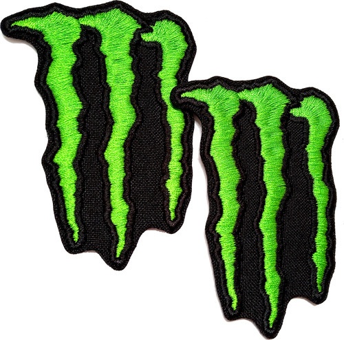 Monster Energy Parche Bordado Termoadhesivo 8x6 Cm, 2 Pzas Negro Monster