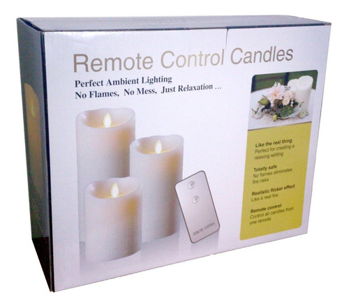 Set De 3 Velas Led Control Remoto Increíble Efecto De Llama