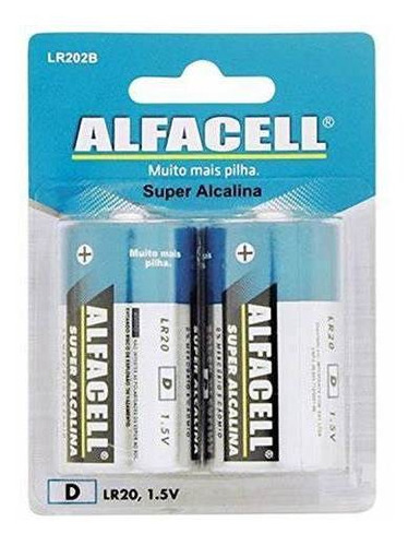 Pilha Alfacell Alcalina Gr D 1.5v Cartela C/ 02 Unidades