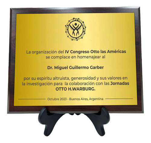 Placa Reconocimiento Conmemorativa C/base 25x20 Cms Color Bronce Cepillado