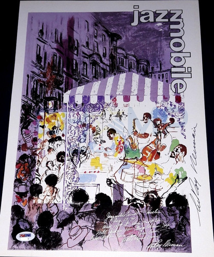 Litografia Firmada Leroy Neiman Jazz Mobile Autografo Arte